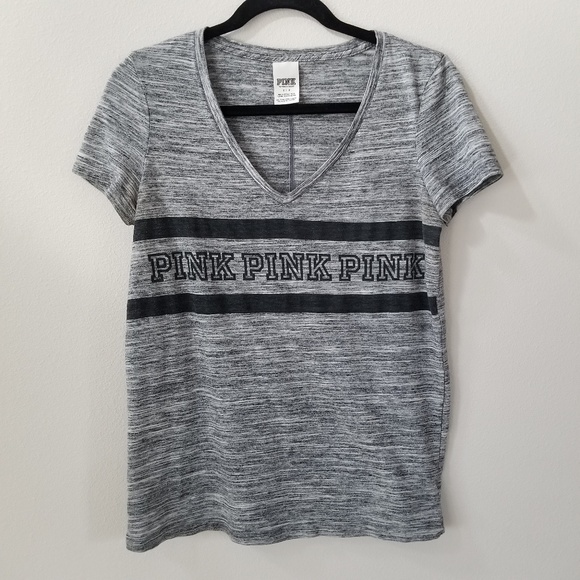 PINK | short sleeve v neck t-shirt size small - Picture 1 of 3